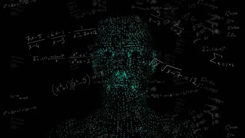 Animation of mathematical equations over digital model of human Video stock 326038494