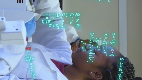 Animation of mathematical equations over diverse doctors taking samples Vidéo 312364133