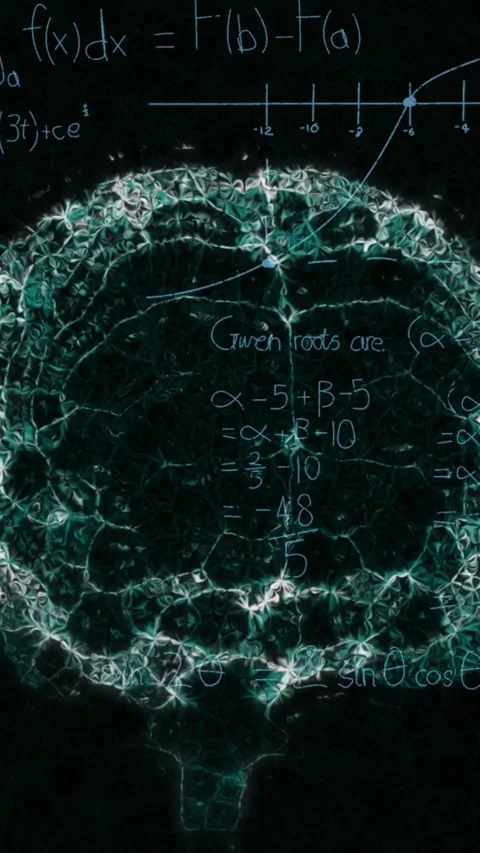 Animation of mathematical equations over globe and human brain Stock Footage 341956329