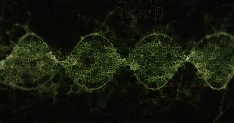 Animation of mathematical equations over green digital wave against black Stock Footage 328524090