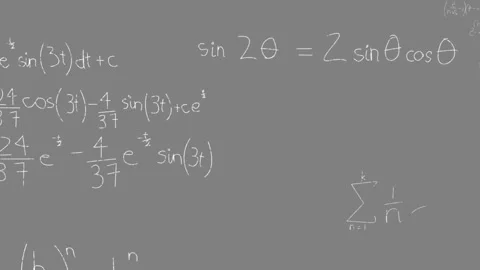 Animation of mathematical equations over grey background Stock Footage 327356147