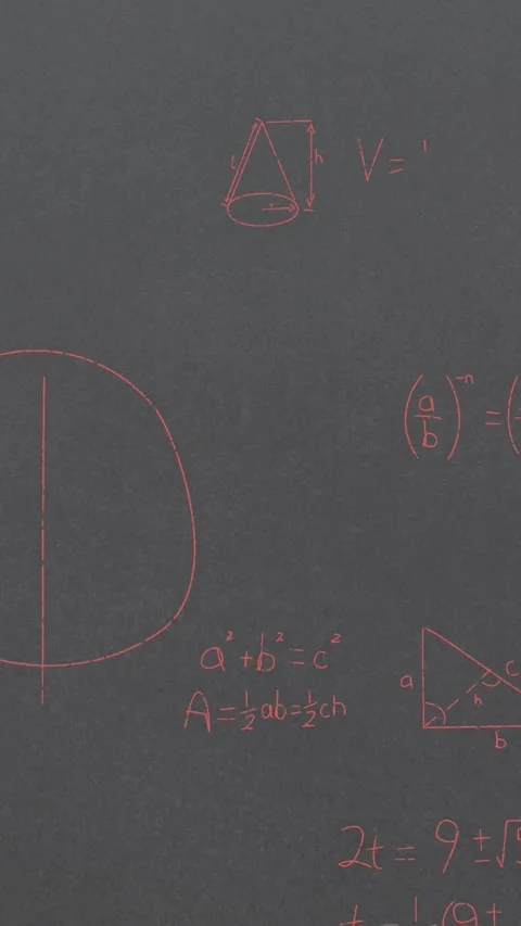 Animation of mathematical equations over grey background Stock Footage 343739342