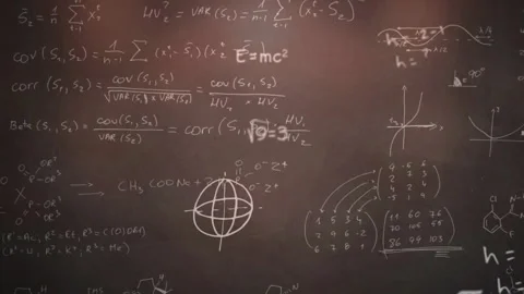 Animation of mathematical equations over light spots on black background Stock Footage 266181654