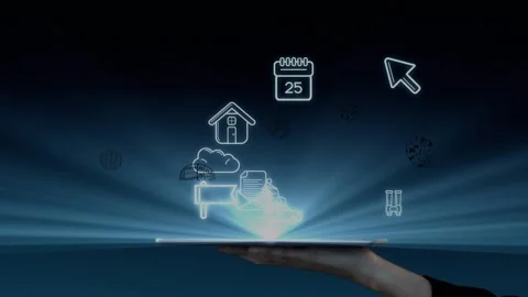 Animation of mathematical equations over light trails on blue background Stock Footage 329559916