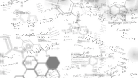 Animation of mathematical equations over model in classroom Video stock 329427521
