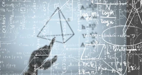 Animation of mathematical equations over robotic hand on white background Stock Footage 328931610