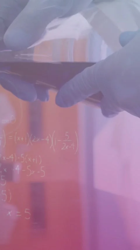 Animation of mathematical equations over scientist in lab Видео 344722471
