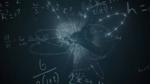 Animation of mathematical equations over shapes on black background Stock Footage 329563542