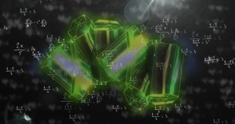 Animation of mathematical equations over snowflakes on black background Stock Footage 330658104