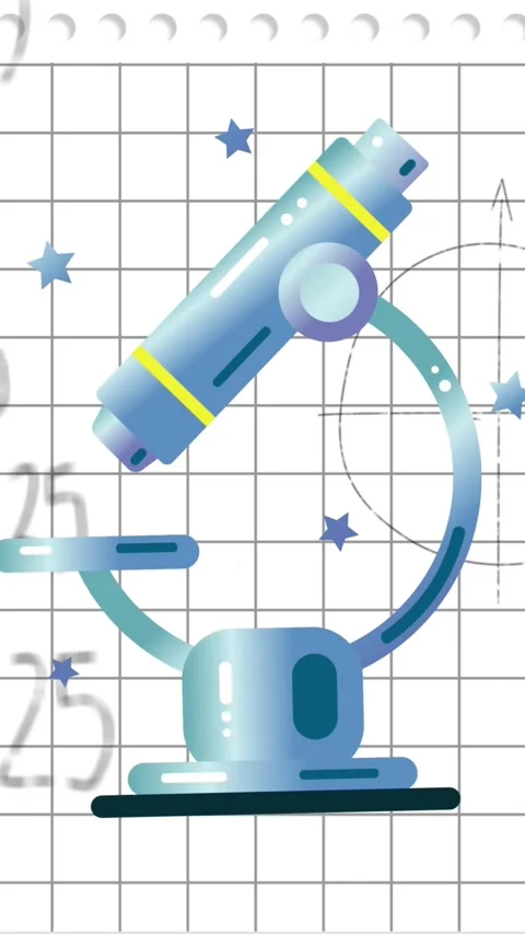 Animation of mathematical equations over telescope icon against square lined Video stock 344557397