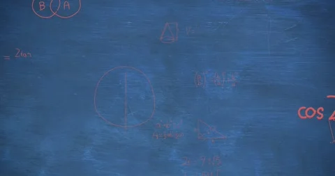 Animation of mathematical equations in red over blue background Stock Footage 329710177