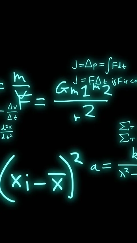 Animation of mathematical formulae and scientific data processing over black Video stock 320165132