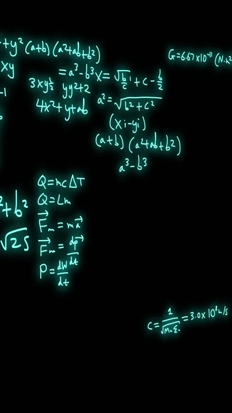 Animation of mathematical formulae and scientific data processing over black Stock Footage 341918589