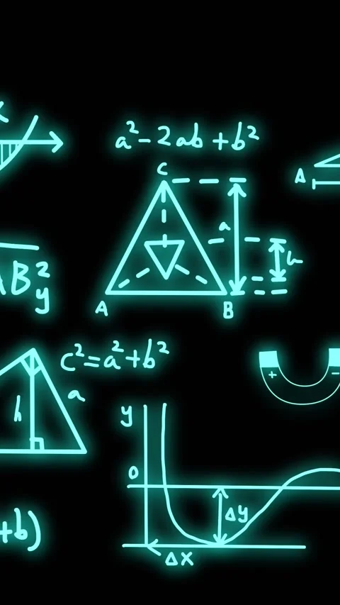 Animation of mathematical formulae and scientific data processing over black Stock Footage 341953375