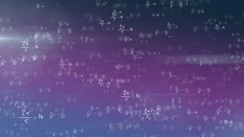 Animation of mathematical formulae floating on purple background Stock-Footage 132548037