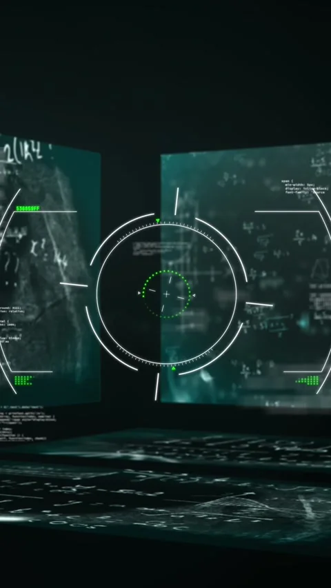 Animation of mathematical formulas on screens over black background Stock Footage 341659651