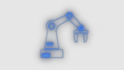 Animation of mechanical arm icon isolated on transparent background. Stock Footage 287845188