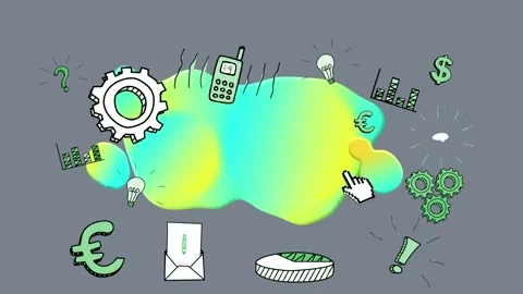 Animation of media and computer function icons on grey background Stock Footage 156464473