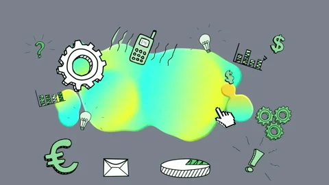 Animation of media and computer function icons on grey background Stock Footage 313575152