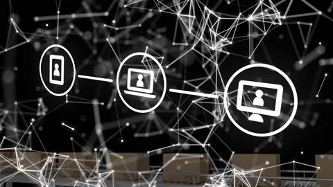 Animation of media icons over boxes on conveyor belt Stock Footage 327525525