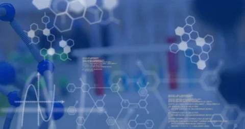 Animation of medical data processing and chemical compound structures against 库存影片 146561681