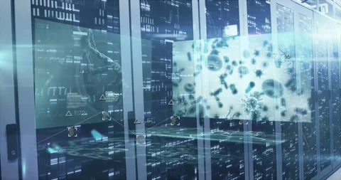 Animation of medical data processing over computer servers Stock Footage 326099425