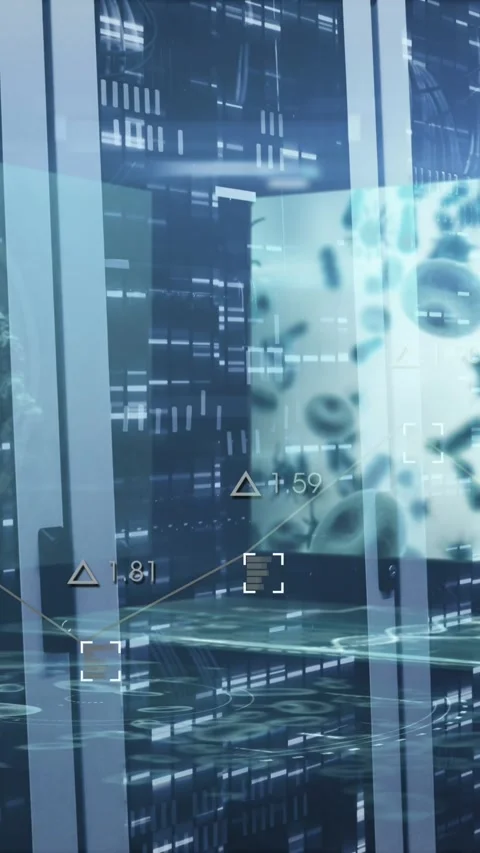 Animation of medical data processing over computer servers Stock Footage 343644419