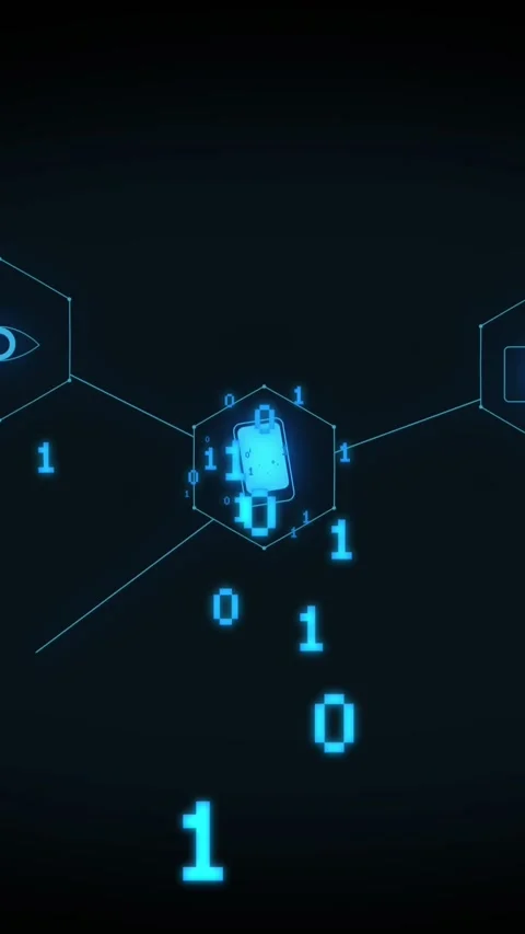 Animation of medical icons with binary coding on black background Stock-Footage 342910568