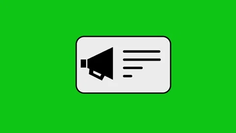 Animation of a megaphone icon inside a rectangle with lines and a checkmark.. Stock Footage 346496852