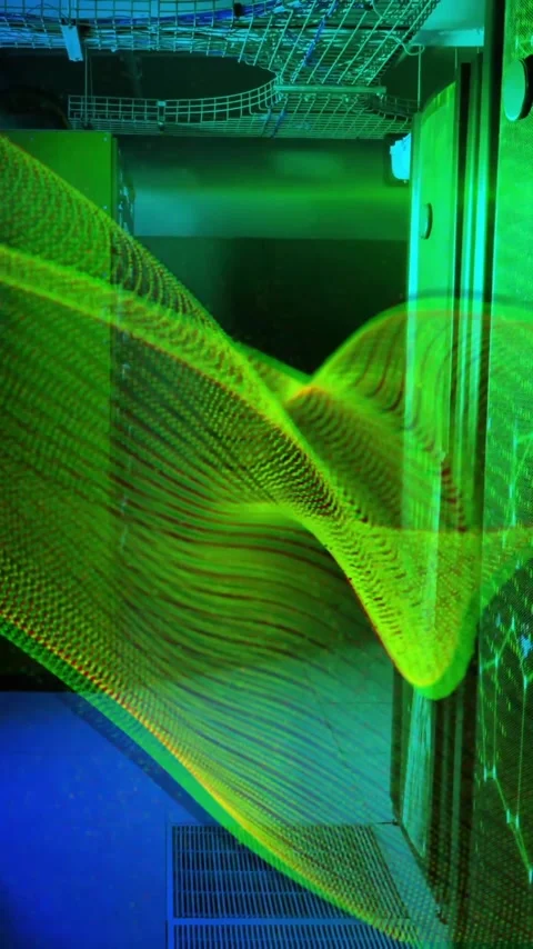Animation of mesh and digital data processing over computer servers Stock Footage 320379049