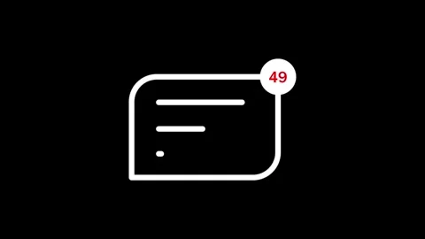 Animation of message icon with counter increasing on black background for m.. Stock Footage 334829630