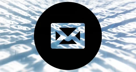 Animation of message icon over binary coding against blue background Stock Footage 243842546