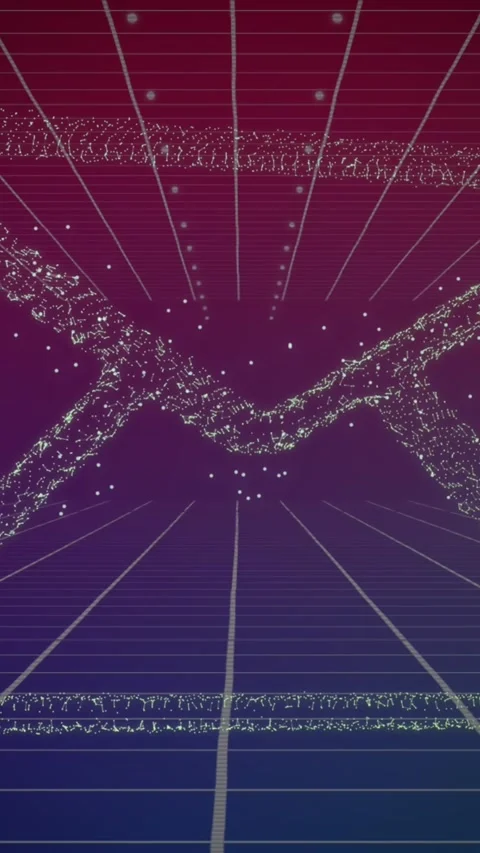 Animation of message icon over grid network against purple gradient background Stock Footage 344613942