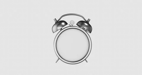 Animation of a metallic gray alarm clock rushes around the axis, in a loop, the Stock Footage 219279916