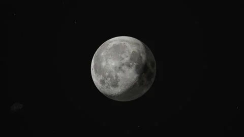 Animation of a meteor passing behind a spinning moon Stock-Footage 135803585