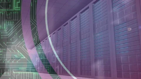 Animation of microprocessor connections and binary coding over empty computer Vídeo Stock 204820697