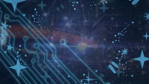 Animation of microprocessor connections and glowing network of connections Vídeo Stock 204768621