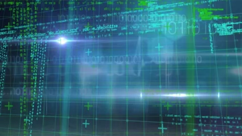 Animation of microprocessor connections and light trails against green Stock Footage 329127946