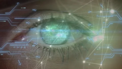 Animation of microprocessor connections and network of connections against close Video stock 242093544