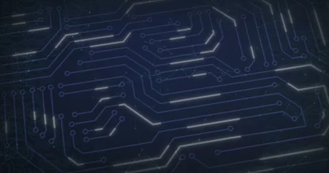 Animation of microprocessor connections and network of connections against blue Stock Footage 257191154