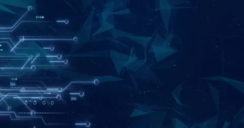 Animation of microprocessor connections and plexus networks against blue Video stock 330725245