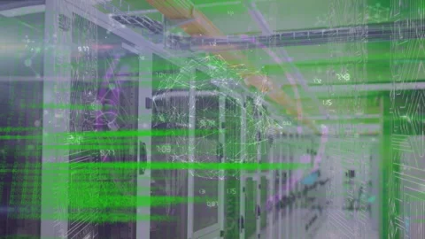Animation of microprocessor connections with circle spinning over programming 库存影片 316216971