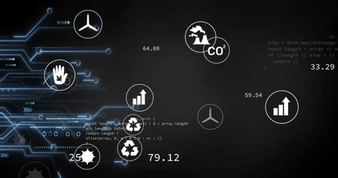 Animation of microprocessor connections, data processing and digital icons Video stock 241715323