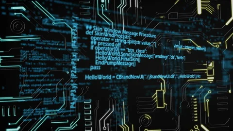 Animation of microprocessor connections over data processing. Stockbeeldmateriaal 134850285