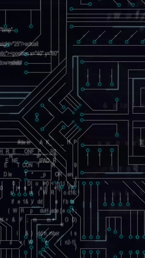 Animation of microprocessor connections over data processing against black Vídeo Stock 319977680