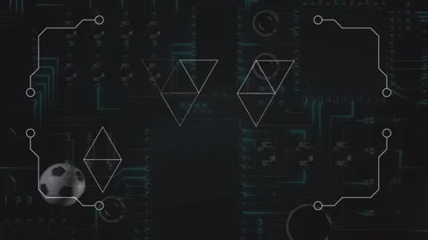 Animation of microprocessor connections over low section of soccer player Vídeo Stock 327781776