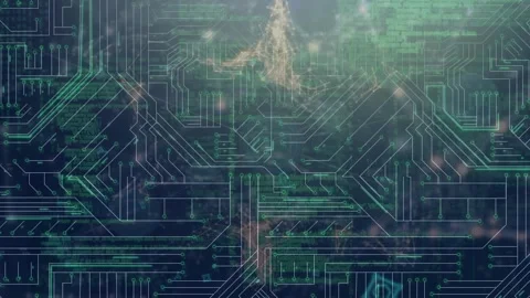 Animation of microprocessor connections over network of connections against Vídeo Stock 327393280