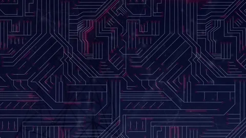 Animation of microprocessor connections over network of connections against Vídeo Stock 328007017