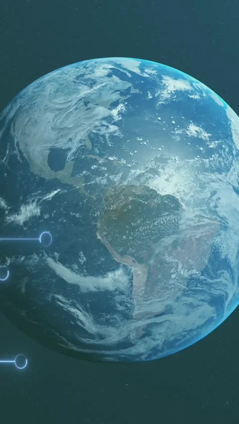 Animation of microprocessor connections over spinning globe against blue Stock Footage 344557373