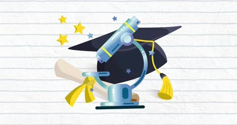 Animation of microscope, certificate and... | Stock Video | Pond5